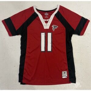 Majestic Atlanta Falcons Julio Jones Jersey Womens L Lace Hockey Style Red NFL